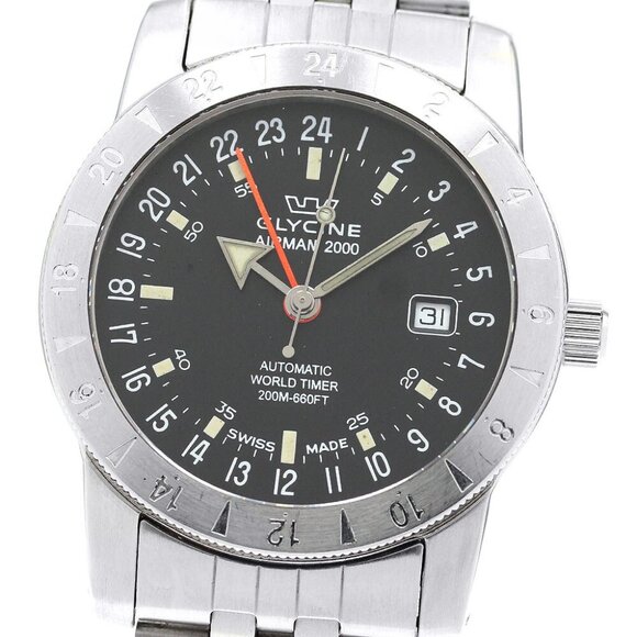 GLYCINE airman 2000 3764 GMT date black Dial Automatic Men's Watch - Picture 1 of 6